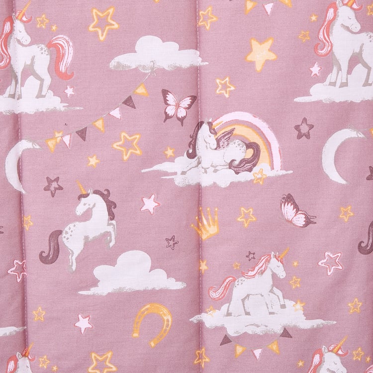 Slate Kids Cotton Unicorn Print Reversible Single Comforter