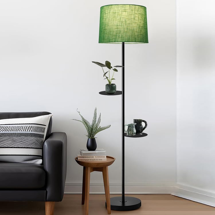 HOMESAKE Metal Floor Lamp with Shelf