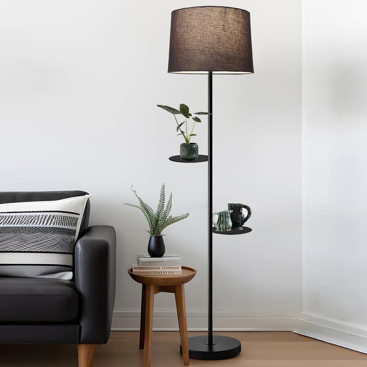 HOMESAKE Metal Floor Lamp with Shelves