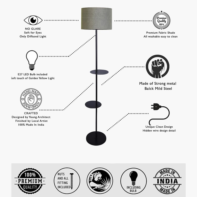 HOMESAKE Metal Floor Lamp with Shelves