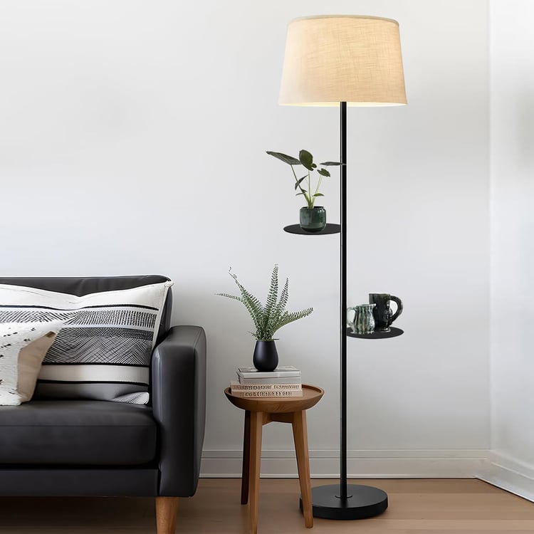 HOMESAKE Metal Floor Lamp with Shelves
