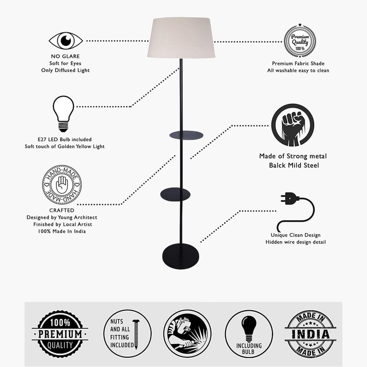 HOMESAKE Metal Floor Lamp with Shelves