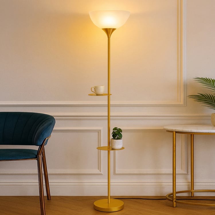 HOMESAKE Sky Dome Metal Floor Lamp with Shelves