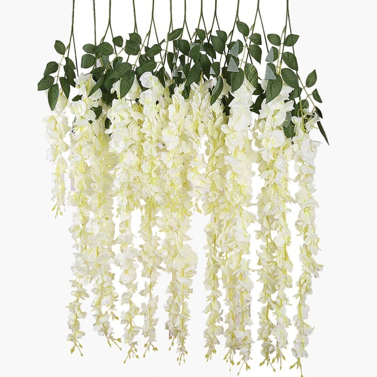 HOMESAKE Set of 12 Artificial Wisteria Hanging Flowers - 109.7cm