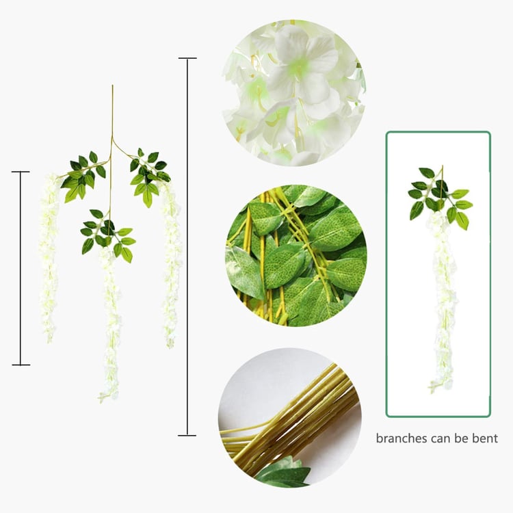 HOMESAKE Set of 12 Artificial Wisteria Hanging Flowers - 109.7cm