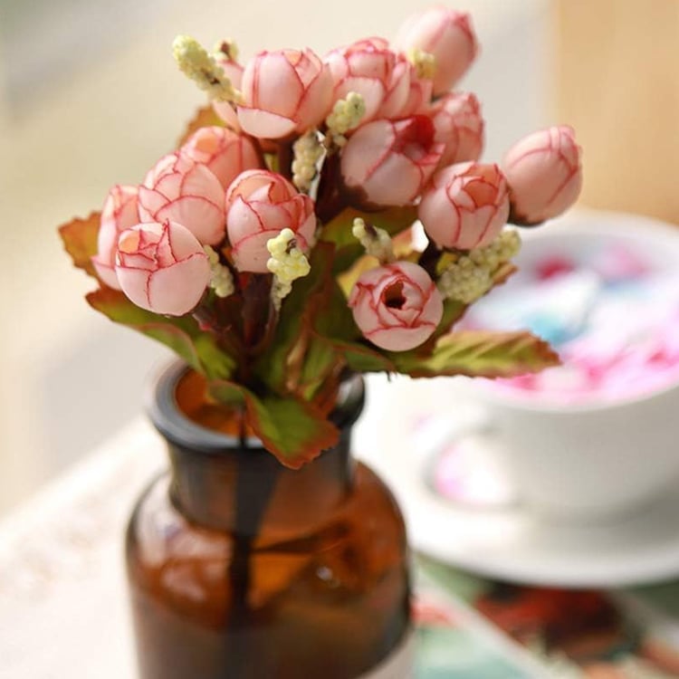 HOMESAKE Set of 2 Artificial Rose Flower Sticks - 24.1cm