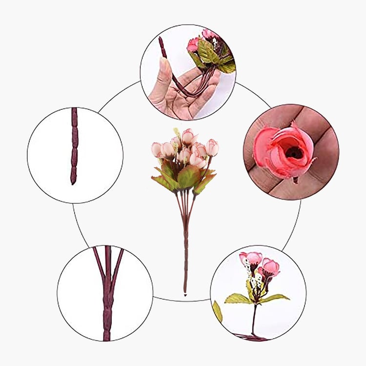 HOMESAKE Set of 2 Artificial Rose Flower Sticks - 24.1cm