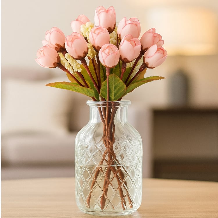 HOMESAKE Set of 4 Artificial Rose Flower Sticks - 24.1cm