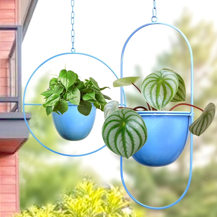 HOMESAKE Set of 2 Metal Hanging Planters