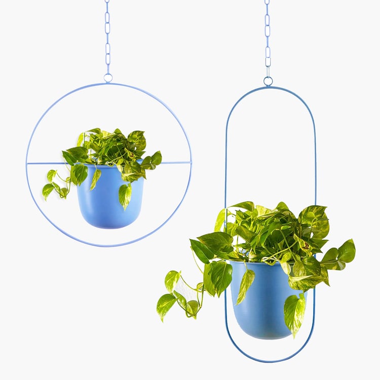 HOMESAKE Set of 2 Metal Hanging Planters