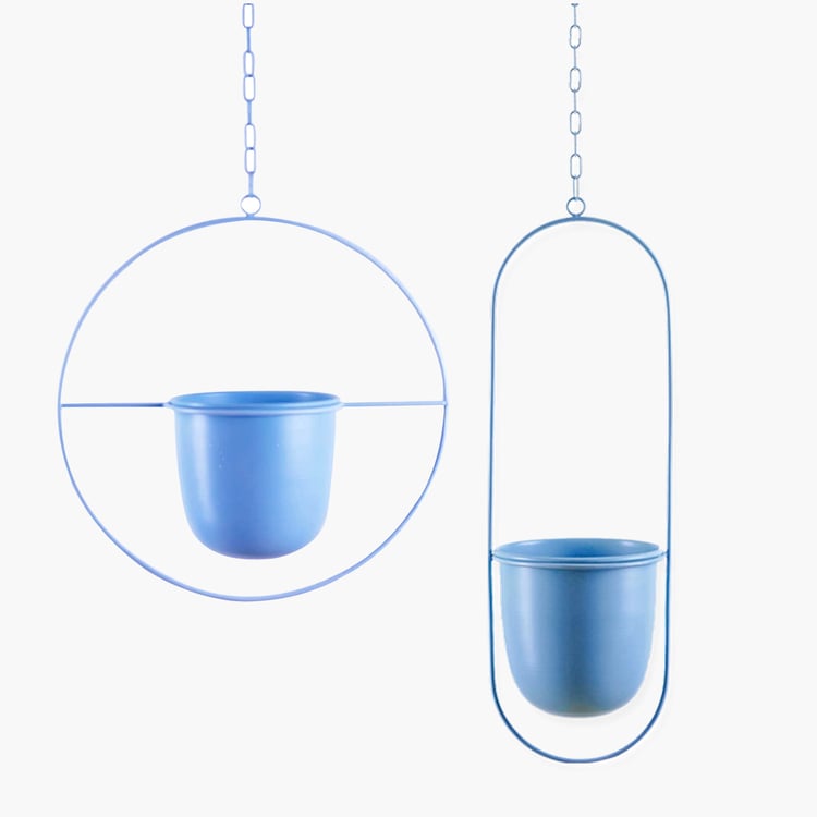 HOMESAKE Set of 2 Metal Hanging Planters