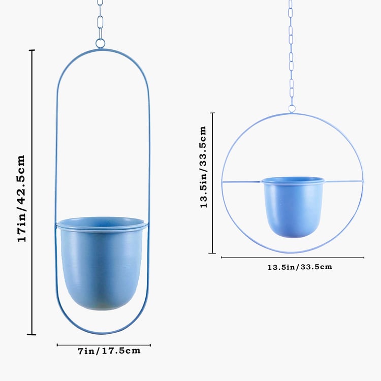 HOMESAKE Set of 2 Metal Hanging Planters