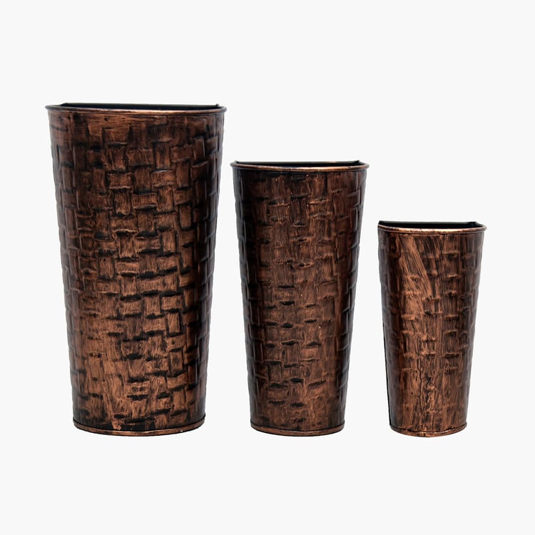 HOMESAKE Set of 3 Metal Hammered Wall Planters