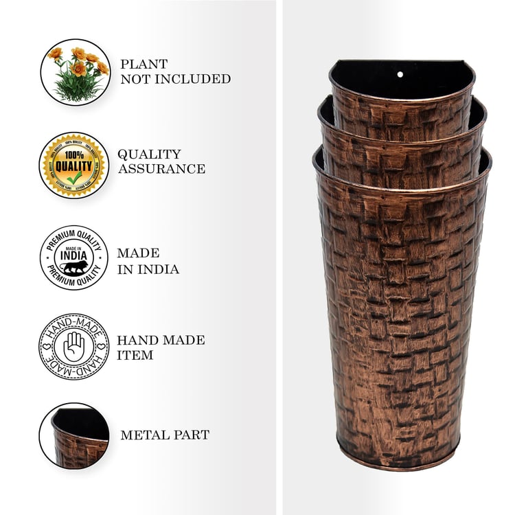 HOMESAKE Set of 3 Metal Hammered Wall Planters
