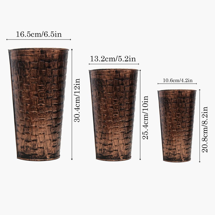 HOMESAKE Set of 3 Metal Hammered Wall Planters