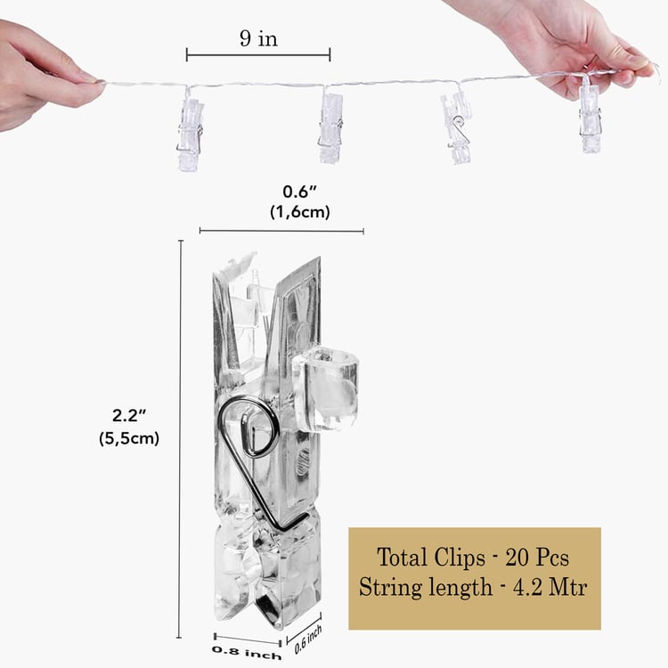 HOMESAKE LED String Lights with Photo Clips - 20 Bulbs