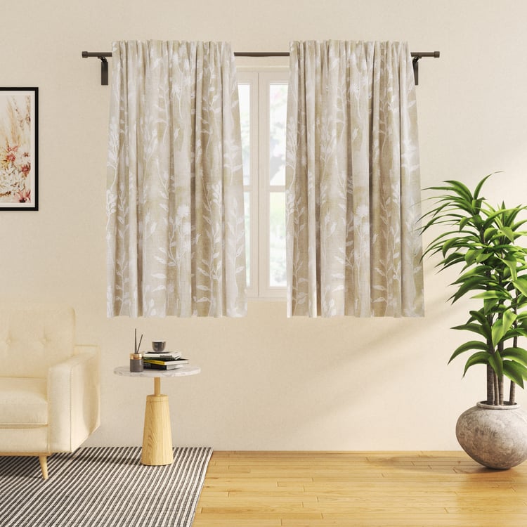 Amaira Vine Set of 2 Floral Print Sheer Window Curtains - 5.2ft (160cm)