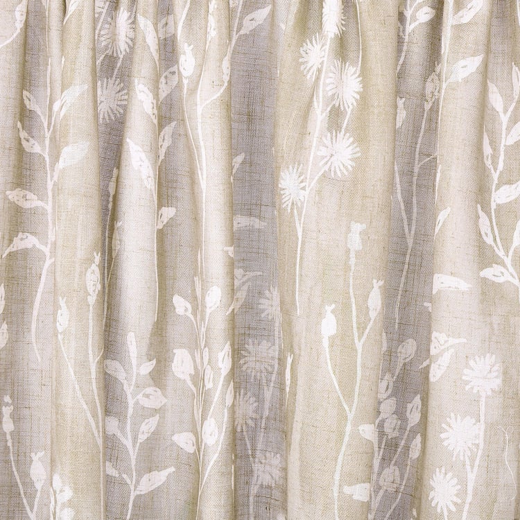 Amaira Vine Set of 2 Floral Print Sheer Window Curtains - 5.2ft (160cm)