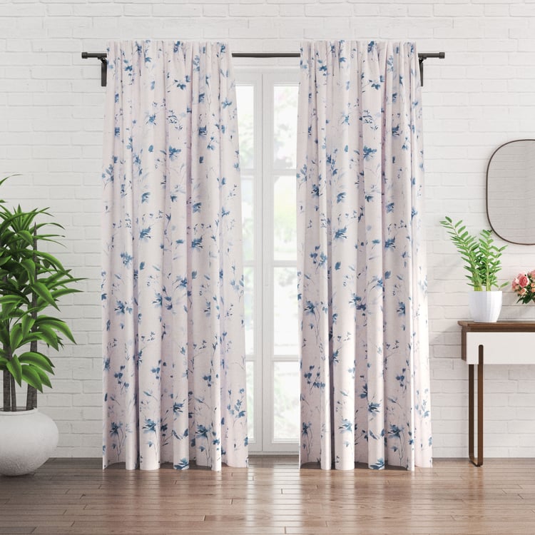 Amaira Willow Set of 2 Floral Print Sheer Door Curtains - 8.85ft (270cm)