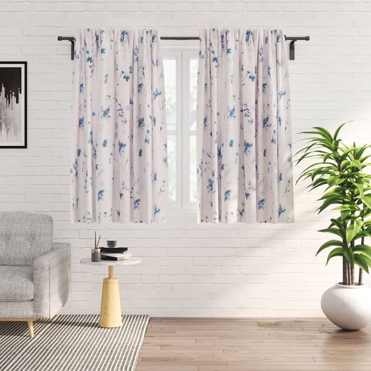 Amaira Willow Set of 2 Floral Print Sheer Window Curtains - 5.2ft (160cm)