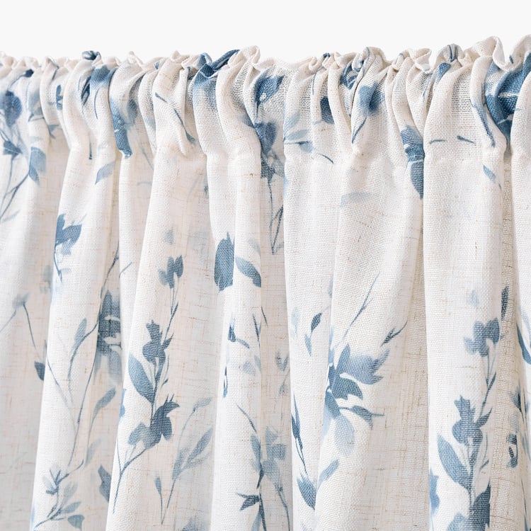 Amaira Willow Set of 2 Floral Print Sheer Window Curtains - 5.2ft (160cm)