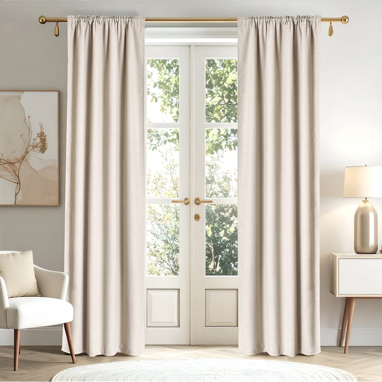 Muffle Twill Set of 2 Blackout Door Curtains - 7.3ft (225cm)