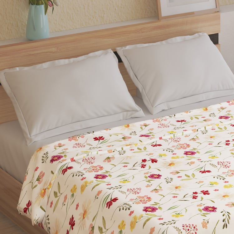 Frosty Floral Print Double Blanket