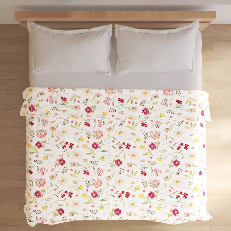 Frosty Floral Print Double Blanket