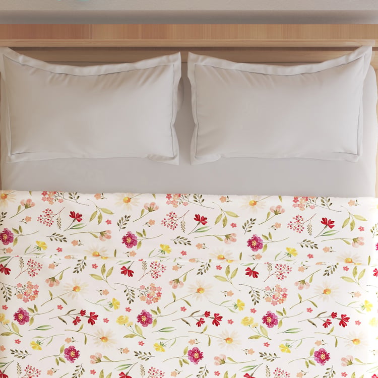 Frosty Floral Print Double Blanket