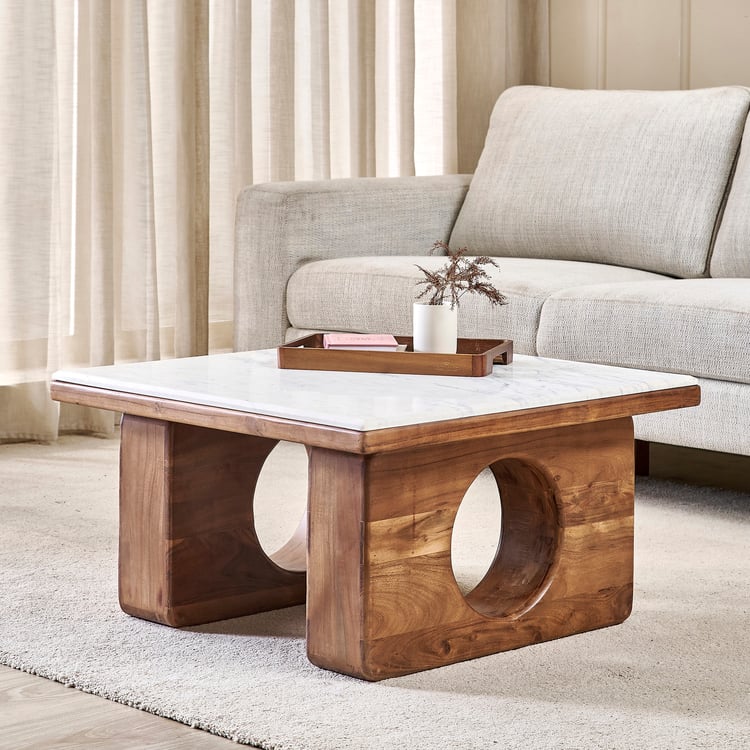 Globe Marble Top Coffee Table - Brown