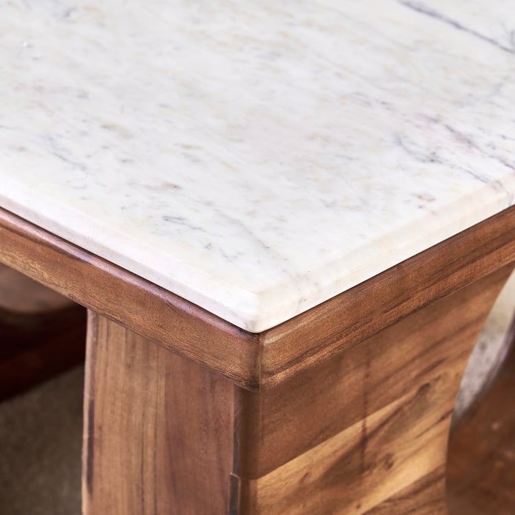 Globe Marble Top Coffee Table - Brown