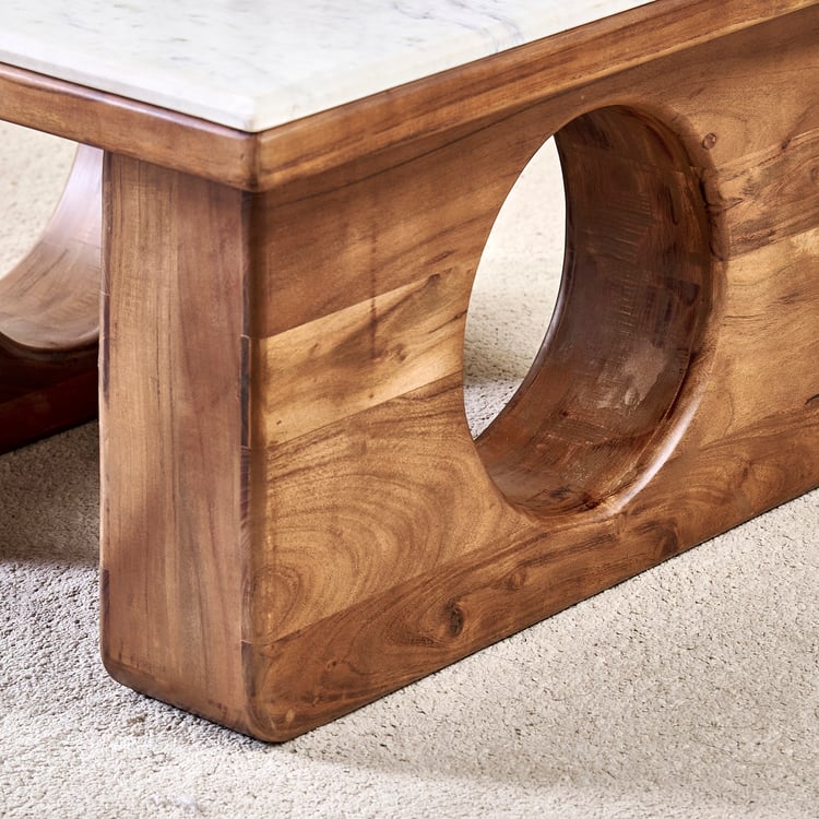 Globe Marble Top Coffee Table - Brown