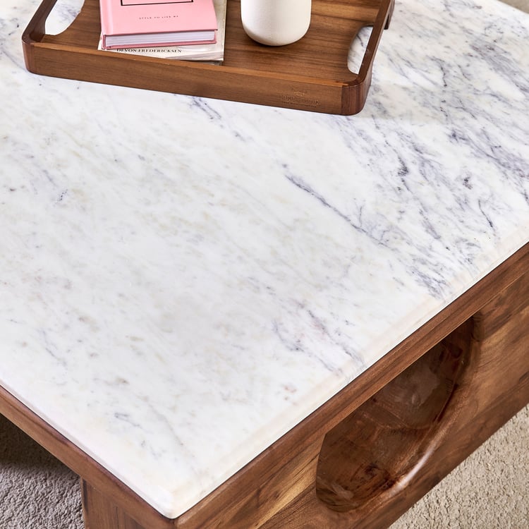 Globe Marble Top Coffee Table - Brown