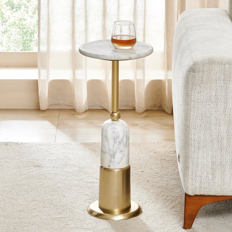 Cami Marble Top Accent Table - White