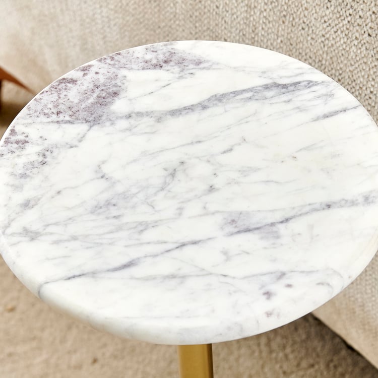 Cami Marble Top Accent Table - White