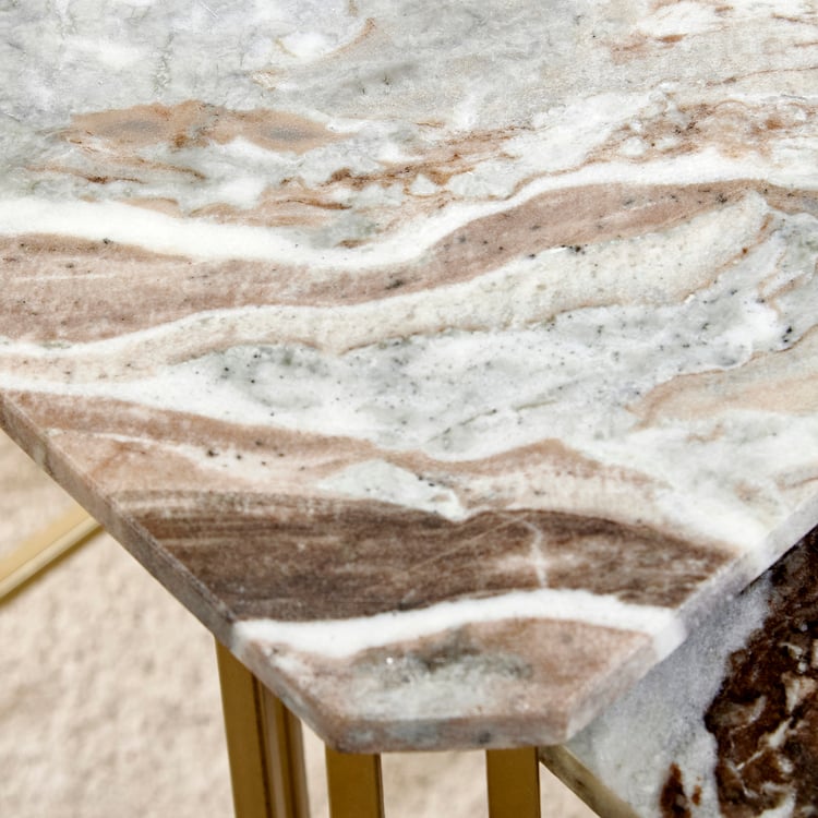 Ginny Marble Top Nest of 2 Tables - Brown