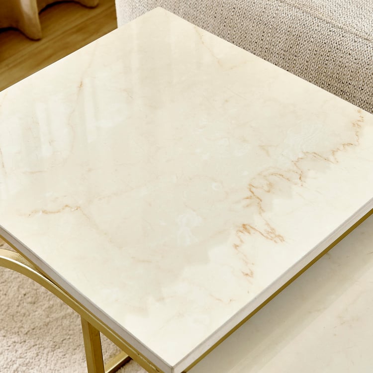 Tori Marble Top Nest of 2 Tables - Beige