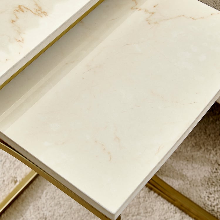 Tori Marble Top Nest of 2 Tables - Beige