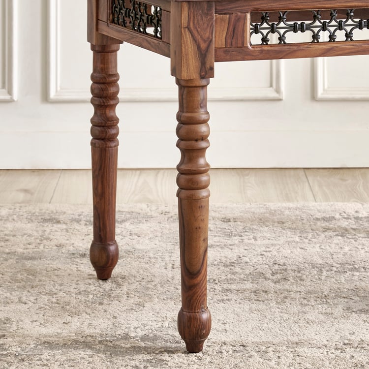 Kian NXT Sheesham Wood 6-Seater Dining Set with Chairs and Bench - Brown