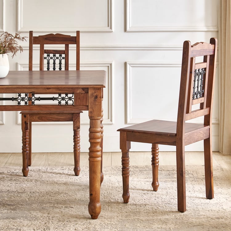 Kian NXT Sheesham Wood 6-Seater Dining Set with Chairs - Brown