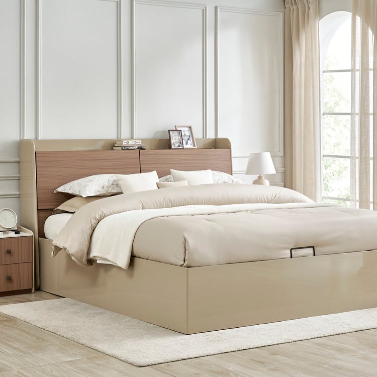 Ivy Willa King Bed with Hydraulic Storage - Walnut