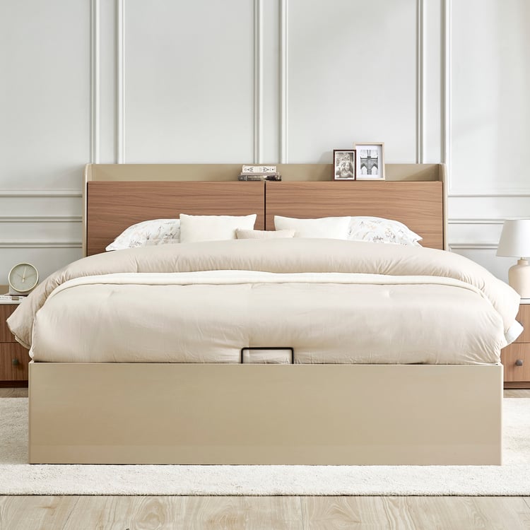 Ivy Willa King Bed with Hydraulic Storage - Walnut