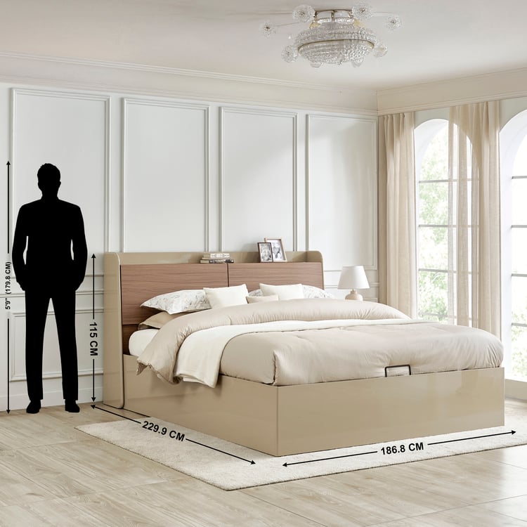 Ivy Willa King Bed with Hydraulic Storage - Walnut