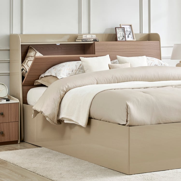 Ivy Willa King Bed with Hydraulic Storage - Walnut