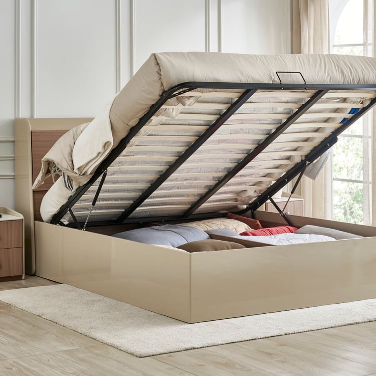Ivy Willa King Bed with Hydraulic Storage - Walnut