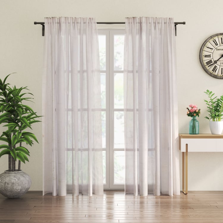 Amaira Embroidered Set of 2 Sheer Door Curtains - 8.8ft (270cm)