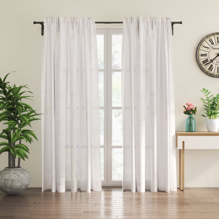 Amaira Embroidered Set of 2 Sheer Door Curtains - 8.8ft (270cm)
