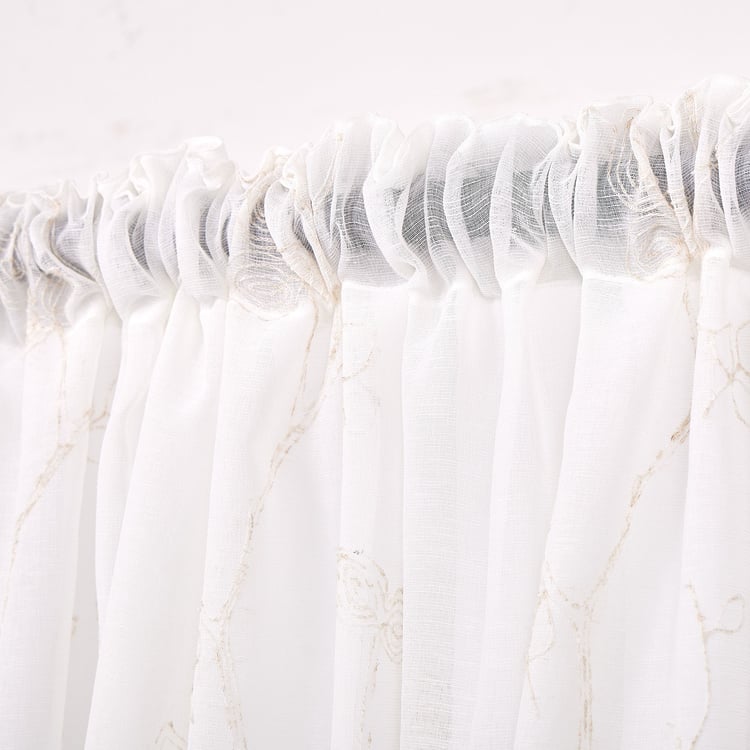 Amaira Embroidered Set of 2 Sheer Door Curtains - 8.8ft (270cm)