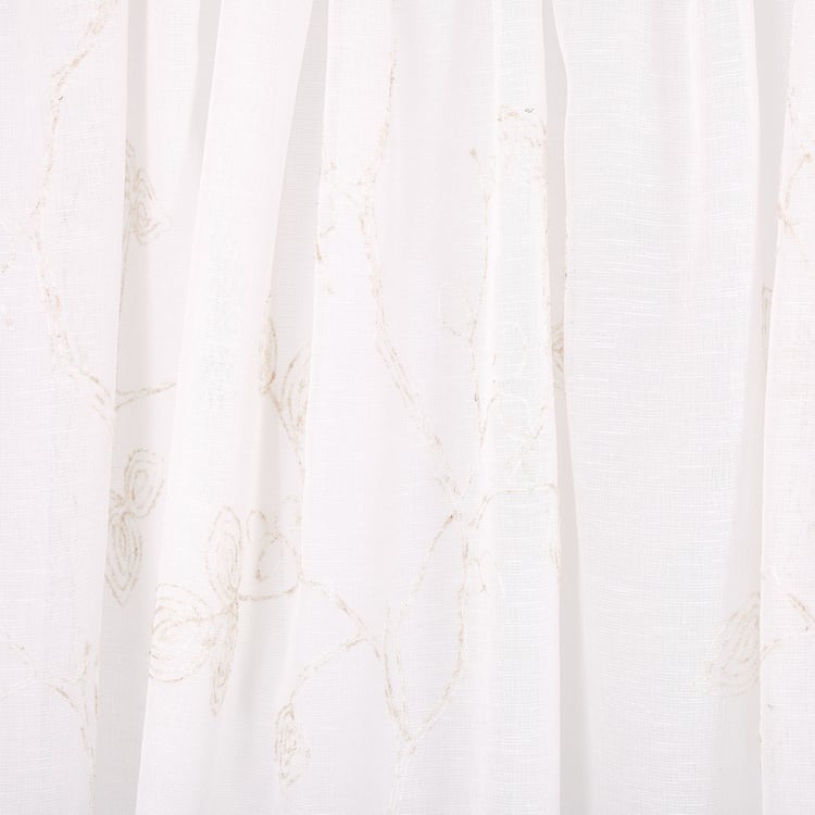 Amaira Embroidered Set of 2 Sheer Door Curtains - 8.8ft (270cm)