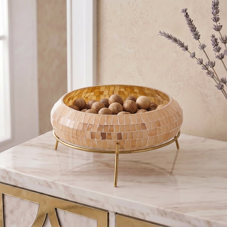 Austin Mosaic Metal Decor Bowl with Stand